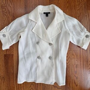 St. John Classic Silk Button Down – Embellished with Rhinestones!